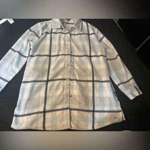 Light blue flannel with dark blue stripes